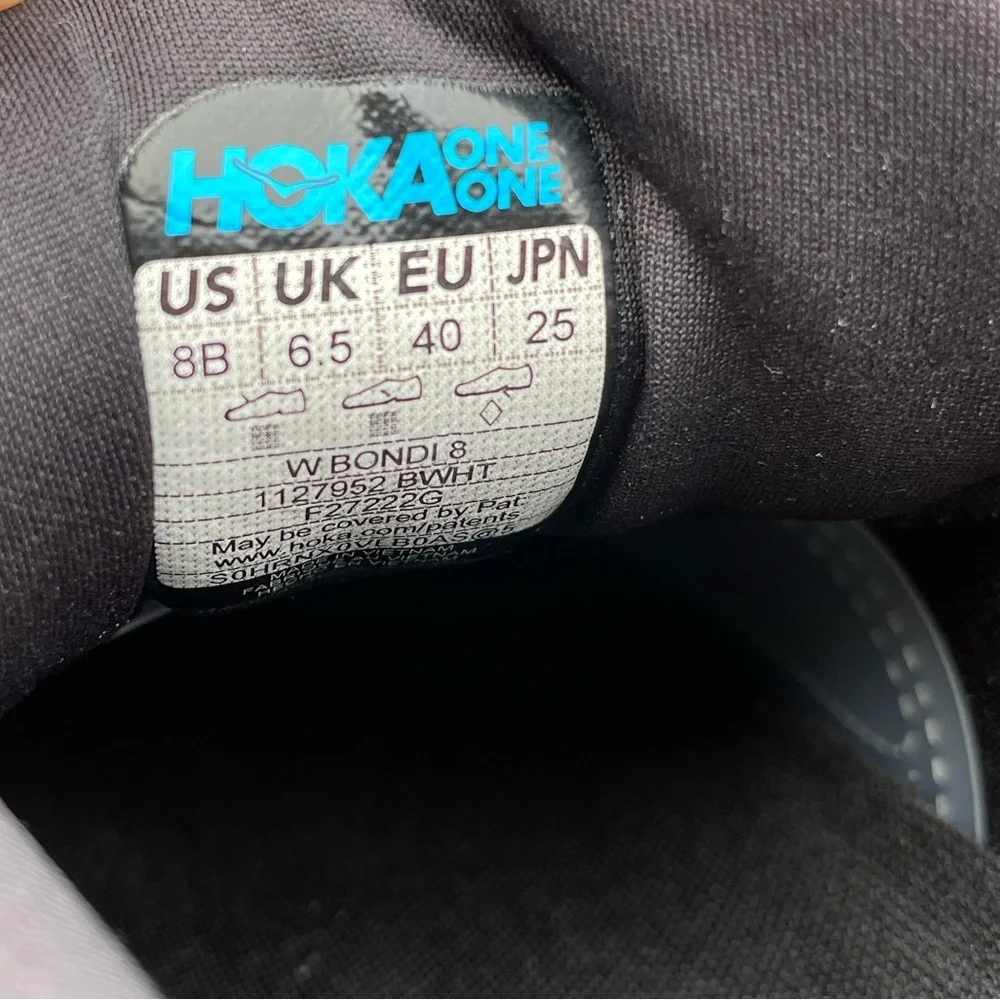Hoka One One Bondi 8 | Women's Black White Comfort Walking Running Shoes | 8